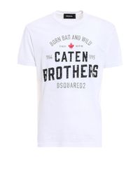 DSquared² White "caten Brothers" T-shirt for men