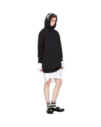MSGM Black Bejewelled Logo Hoodie Dress