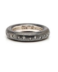 Rene Escobar - Metallic Oxidized Silver Band With Diamonds - Lyst
