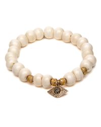 Loree Rodkin - Metallic Bone Bead Evil Eye Bracelet - Lyst