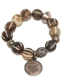Hannah Ferguson - Multicolor African Wooden Bead Bracelet With Coin Charm - Lyst