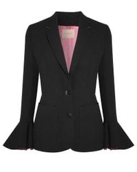 Roksanda - Black And Blossom Riva Bell Sleeve Blazer - Lyst
