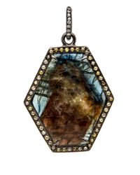 Loree Rodkin - Multicolor Hexagon Pave Framed Pendant - Lyst