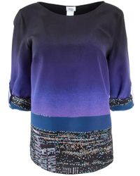 Akris Punto Blue City Print Silk Blouse