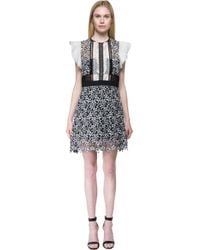 Self-Portrait | Black Ruffled Floral-Lace Dress | Lyst