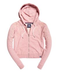 Superdry Pink Ivy Broidery Zip Hoodie