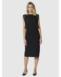Roman - Black Lace Midi Dress - Lyst