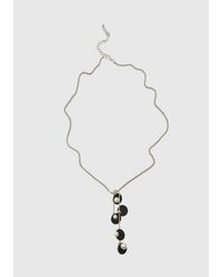 Roman - Metallic Black And Pearl Detailed Necklace - Lyst
