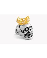 Tateossian | Multicolor King Skull Pin In Silver With 18k Gold Plating | Lyst