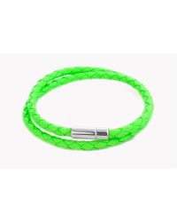 Tateossian - Double Wrap Scoubidou Leather Bracelet In Flou Green for Men - Lyst