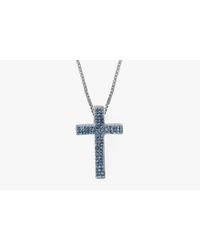 Tateossian - Blue Precious Cross Micro Pavé Necklace for Men - Lyst