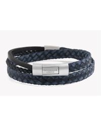 Tateossian - Blue Cobra Doppio Silver Bracelet In Navy for Men - Lyst
