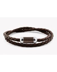 Tateossian - Montecarlo Bracelet In Brown Leather With Silver And Enamel Clasp for Men - Lyst
