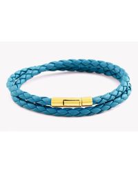 Tateossian - Blue Pop Double Wrap Bracelet In Turquoise Leather With 18k Rose Gold Clasp - Lyst
