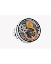 Tateossian - Metallic Carbon Fibre Gear Pin In Rhodium Plating for Men - Lyst
