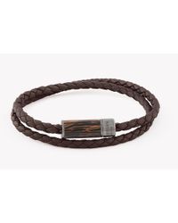 Tateossian - Montecarlo Bracelet In Dark Brown Leather And Wooden Clasp for Men - Lyst
