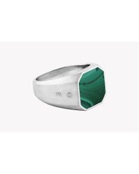 Tateossian - Green Signet Silver Rings With Semi-precious Stones - Lyst