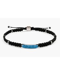 Tateossian - Macrame Diamond Baton Silver Bracelet - Blue Diamond - Lyst
