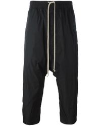 Rick Owens | Black 'drawstring Cropped' Trousers for Men | Lyst