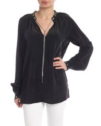 Michael Kors Silk Blouse In Black With Chain Detail