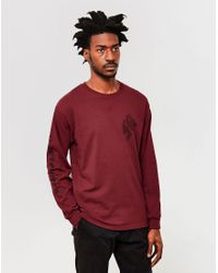 The Idle Man | Red Notoriety Long Sleeve T-shirt Burgundy for Men | Lyst