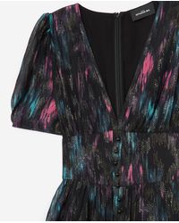 The Kooples Multicolor Long Printed Black Dress