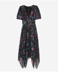 The Kooples Multicolor Long Printed Black Dress