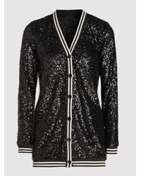 Anna Sui Black Sparkling Nights Sequined Cardigan