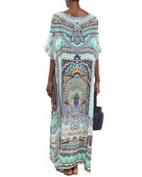 Camilla Multicolor Soul Sisters Crystal-embellished Printed Silk Crepe De Chine Coverup Mint