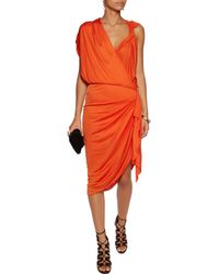 Lanvin Orange Ruched Dress