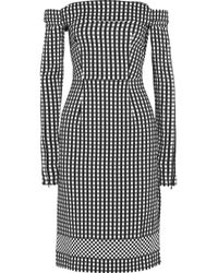 Preen By Thornton Bregazzi Black Olivia Off-the-shoulder Gingham Crepe Dress