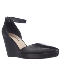 Via Spiga Black Nalo D'orsay Ankle Strap Wedge Pumps