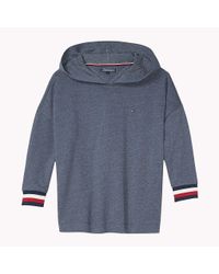 Tommy Hilfiger Blue Longer Length Logo Hoody