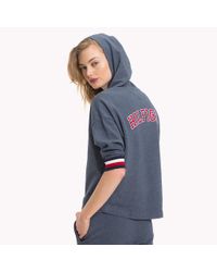 Tommy Hilfiger Blue Longer Length Logo Hoody