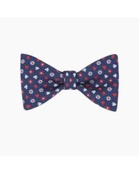 Turnbull & Asser Blue Cards And Flower Navy And Red Silk Bow Tie for men
