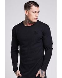 Siksilk Black L/s Ripple Gym Tee for men