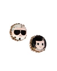 Bijoux De Famille | Metallic Dress Me Coco And Karl Stud Earrings | Lyst