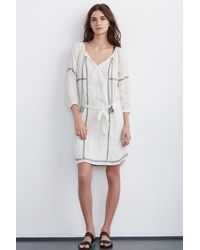 Velvet By Graham & Spencer White Cristal Embroidered Dress