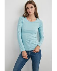 Velvet By Graham & Spencer Blue Maritza Jersey Long Sleeve Tee