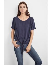 Velvet By Graham & Spencer - Blue Twila Challis Tie Top - Lyst