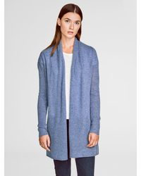 White + Warren - Blue Cashmere Curved Hem Cardigan - Lyst