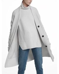 White + Warren - Gray Luxe Melange Patch Pocket Cardigan - Lyst