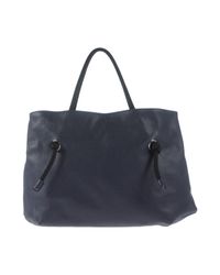 MM6 by Maison Martin Margiela Blue Leather Tote Bag