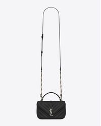 Saint Laurent | College Chain Wallet In Black Matelassé Leather | Lyst