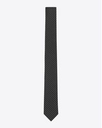 Saint Laurent - Tie In Black And White Polka Dot Woven Silk Jacquard for Men - Lyst