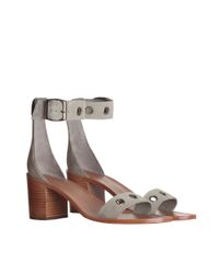 Zimmermann | Gray Suede Eyelet Mid Heel | Lyst