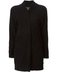 By Malene Birger Mohair-blend and Leather Cardigan in Black | Lyst