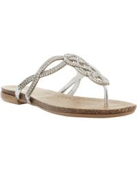 Dune Killer D Diamante Chain Flat Sandals in Silver | Lyst