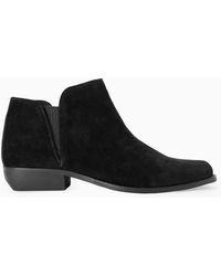 Mango Flat Suede Ankle Boots in Black | Lyst