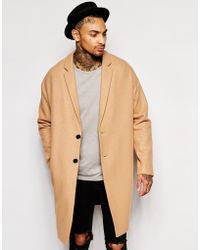 ASOS | Drop Shoulder Overcoat In Camel | Lyst